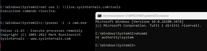 Acquisizione privilegi SYSTEM in Windows