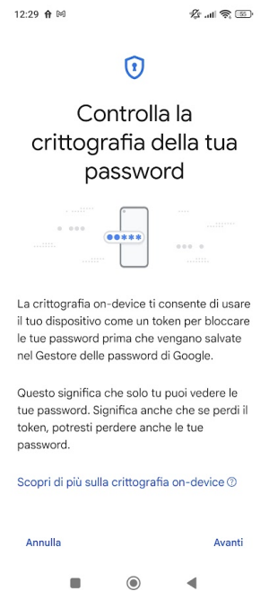 Crittografia password on-device su Android