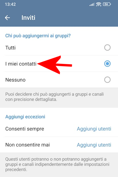 Invito gruppo Telegram
