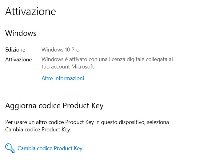Licenza digitale Windows 10 account Microsoft