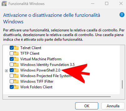 Rimozione PowerShell 2.0 da Windows