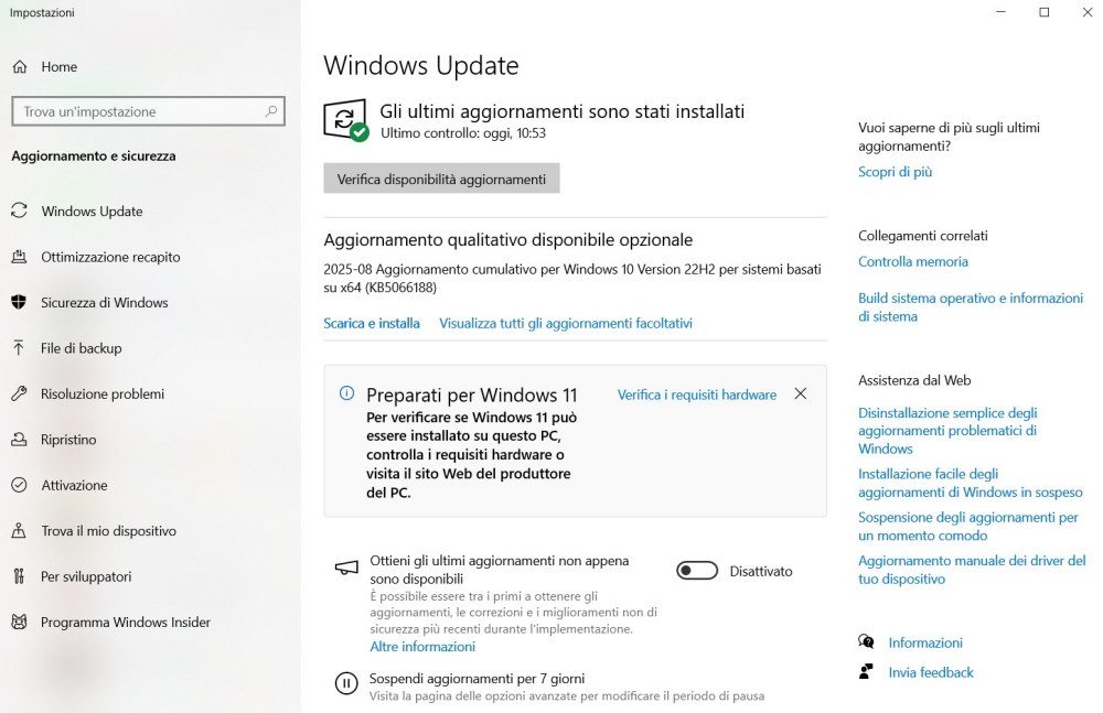 ESU Windows 10 con account locale