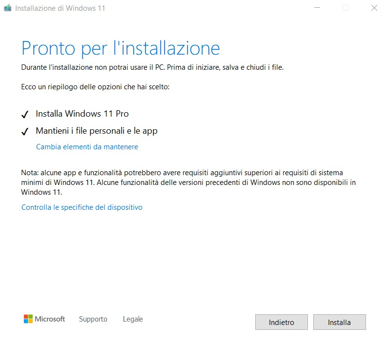 Aggiornamento a Windows 11 con Rufus