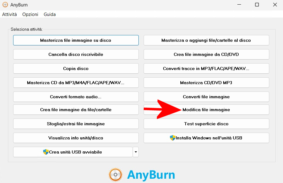 Anyburn per modificare ISO Windows 11 IoT