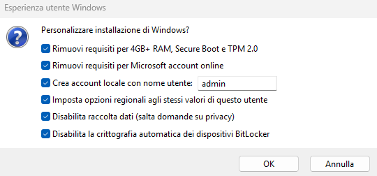 Bypass requisiti Windows 11 con Rufus