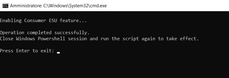 Estensione aggiornamenti sicurezza ESU Windows 10 con script PowerShell