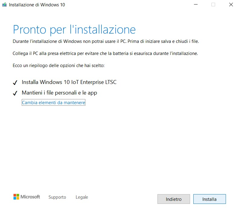 Installazione Windows 10 IoT Enterprise LTSC