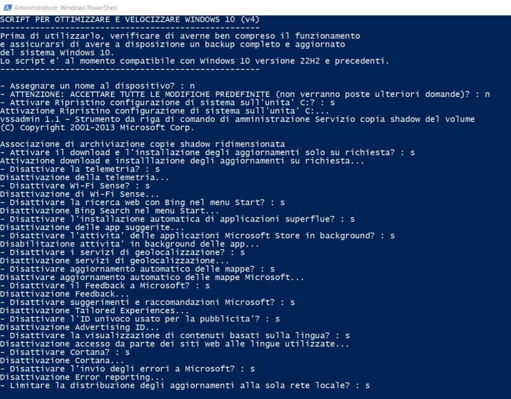 Manutenzione Windows 10 script