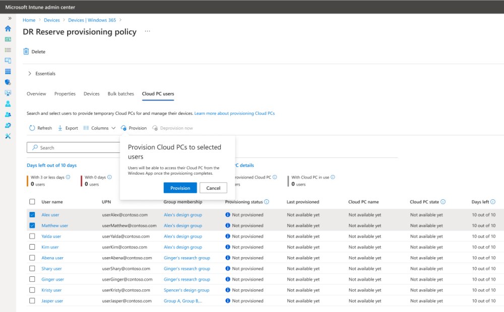 Provisioning in-cloud sistemi Windows 365 con Intune