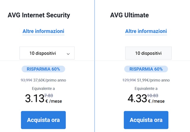 avg prodotti sicurezza in offerta