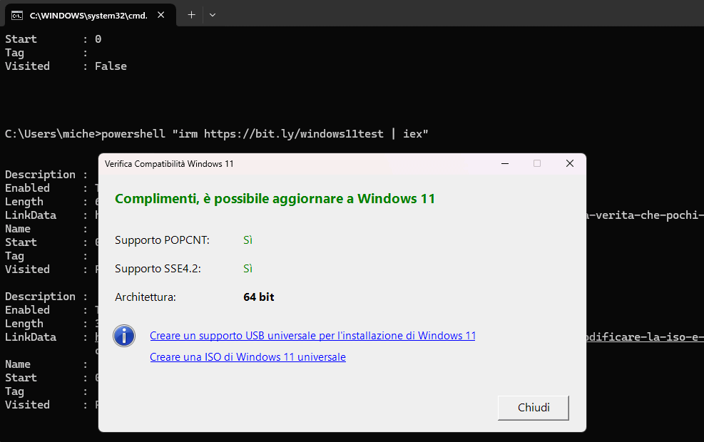 Controllo compatibilità requisiti di base Windows 11