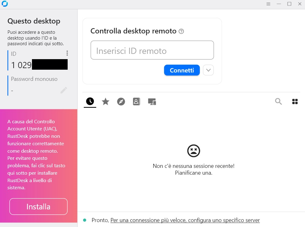 Installazione RustDesk come servizio di sistema per il desktop remoto