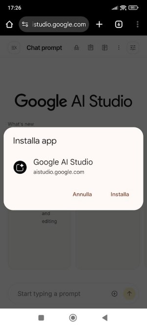 Installazione Google AI Studio su Android
