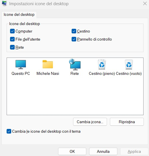 Icona rete sul desktop Windows 11