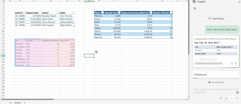 Inferenza contesto dati Excel