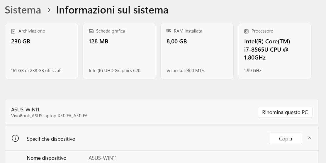 Informazioni PC Windows 11