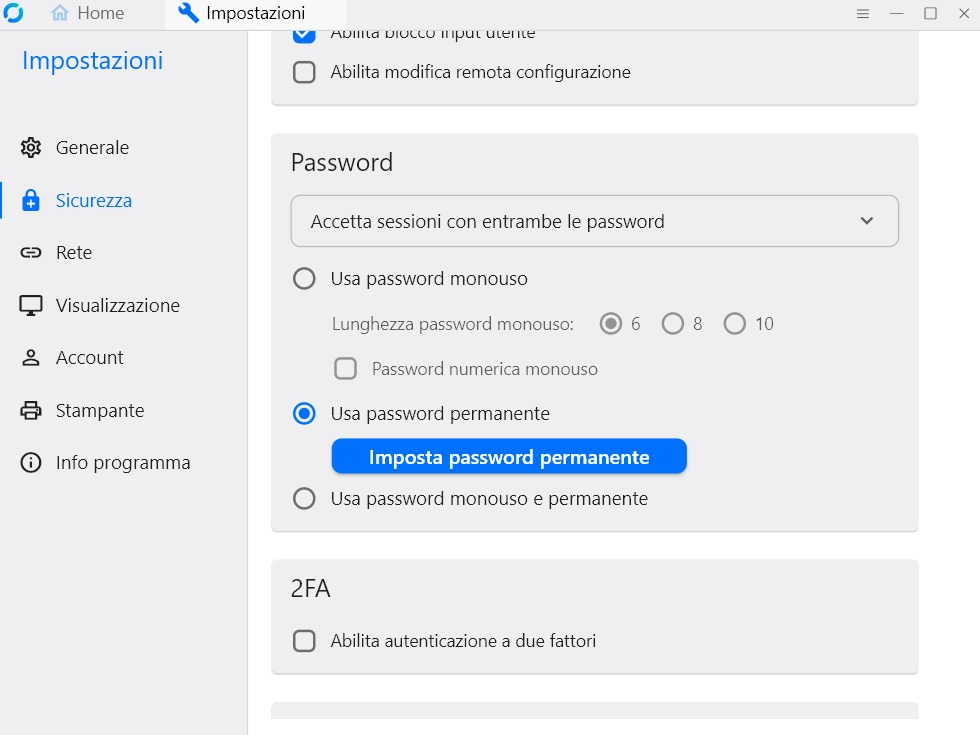 Password permanente RustDesk