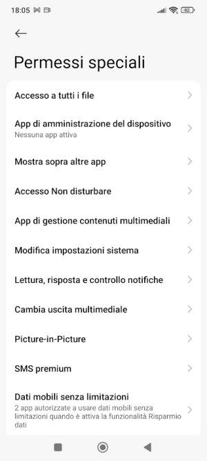 Permessi speciali app Android