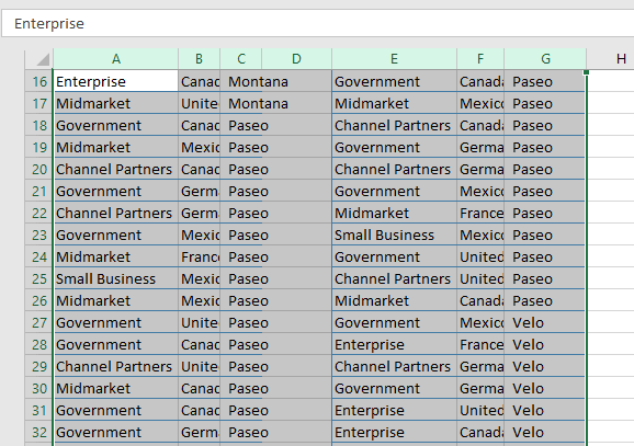 Ridimensionare colonne e righe Excel