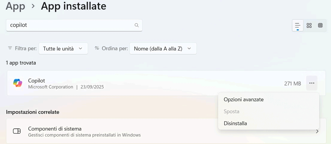 Rimuovere Copilot da Windows 11