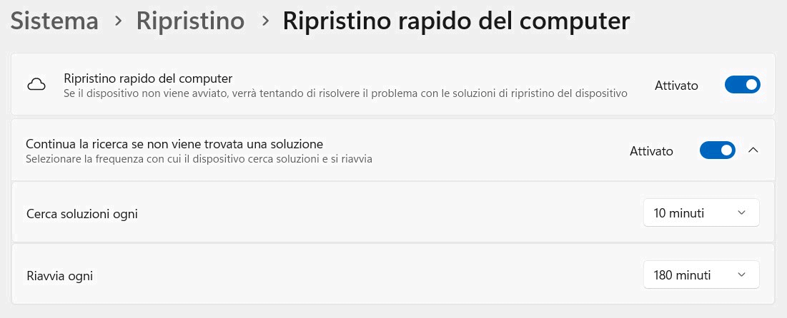Ripristino rapido del computer (QMR) Windows 11 25H2