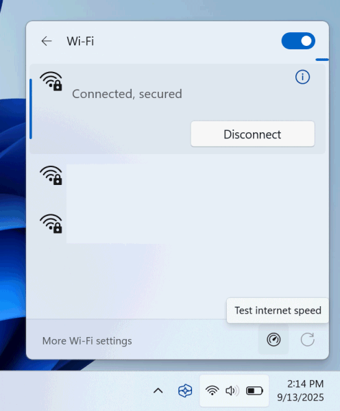 Speed test Windows 11