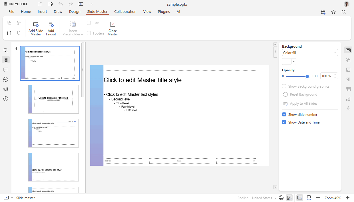 Configurazione Slide Master presentazioni Office