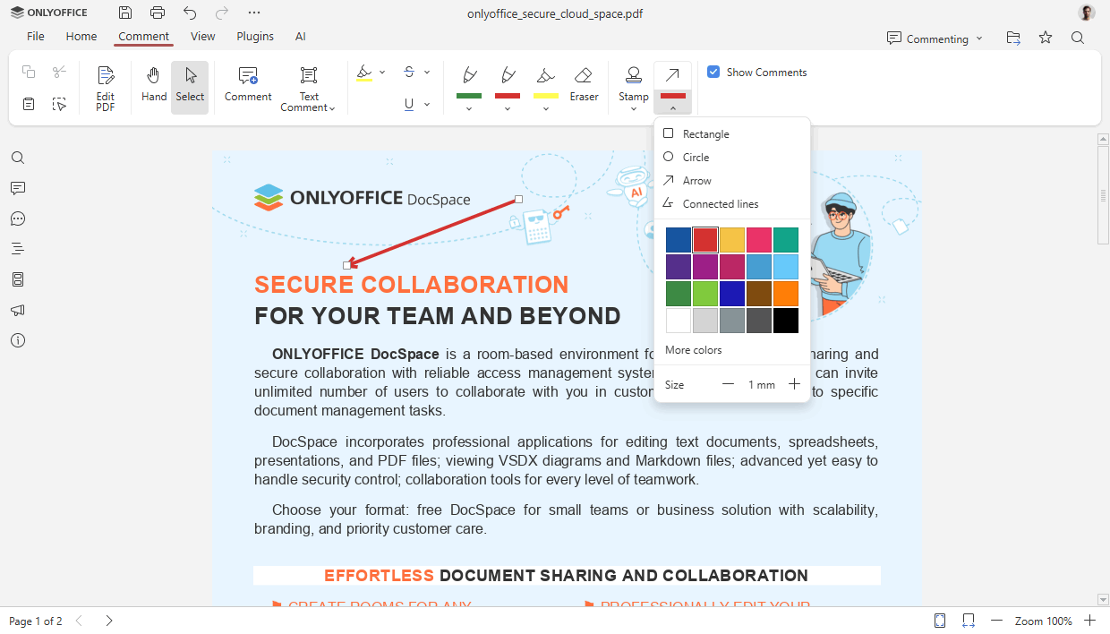 Annotazioni editor PDF ONLYOFFICE