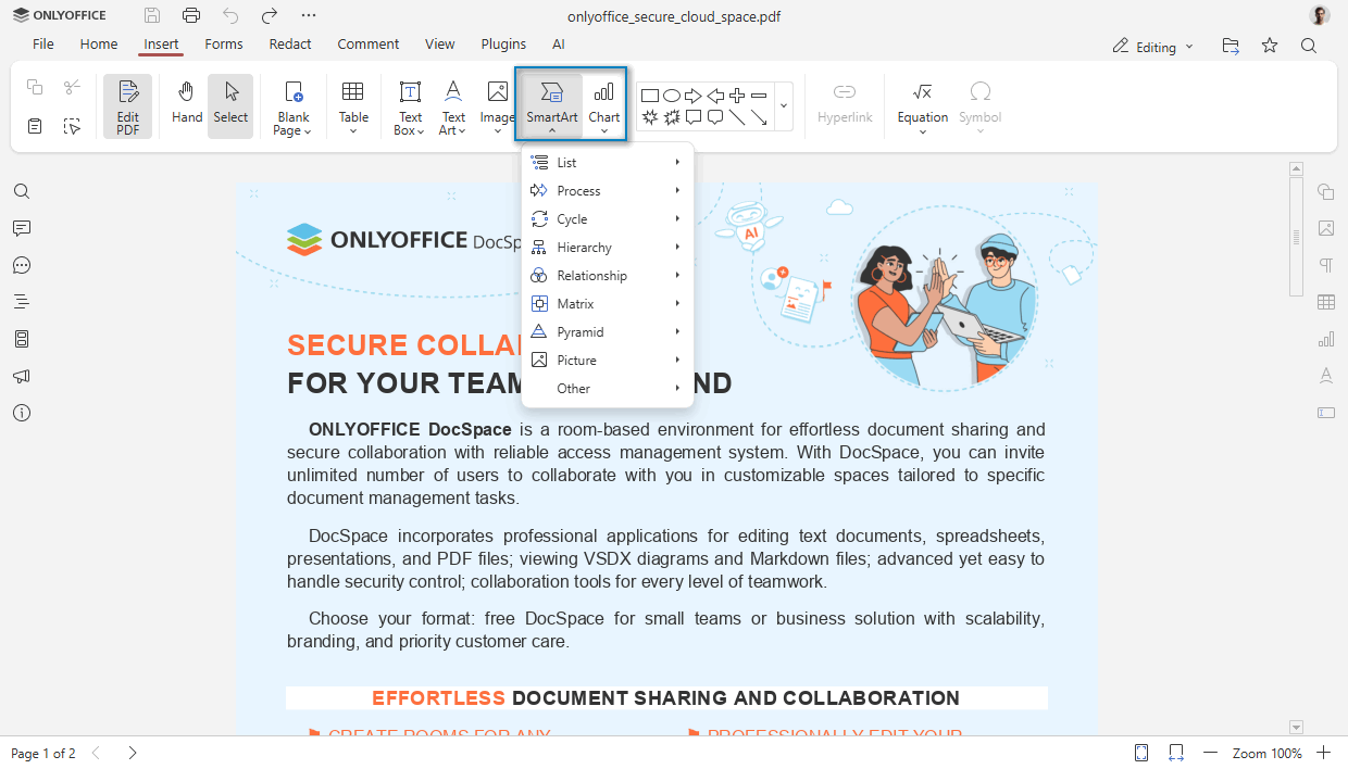 SmartArt ONLYOFFICE 9.1