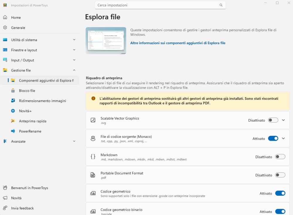 Anteprima formati Esplora file Windows 11