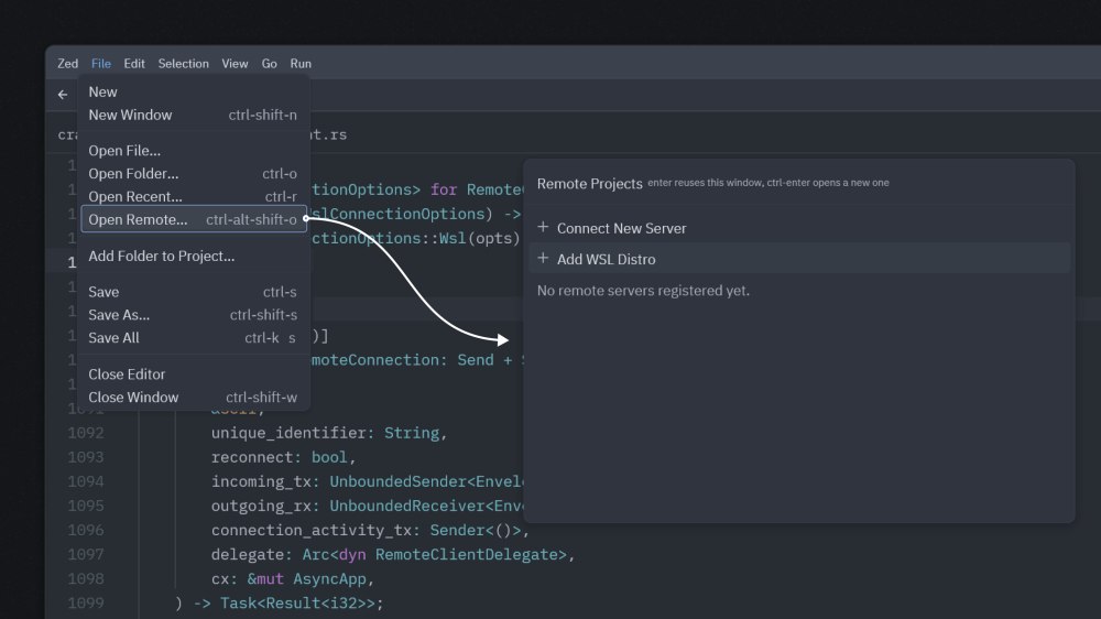 Aprire una cartella WSL con l'editor Zed in Windows