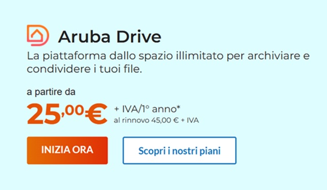 aruba drive offerta 25 euro