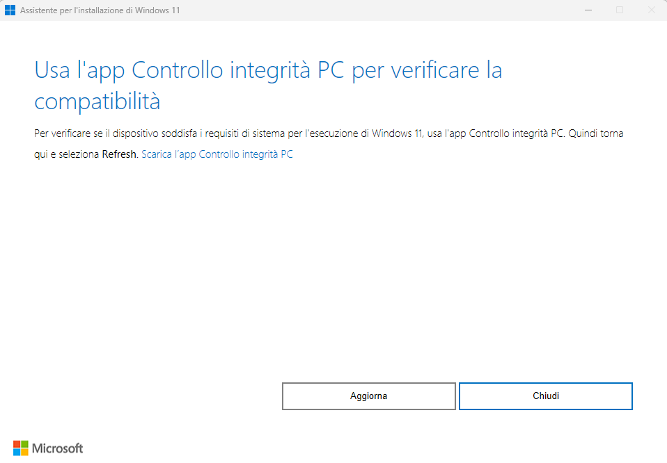 Assistente all'installazione Windows 11 25H2