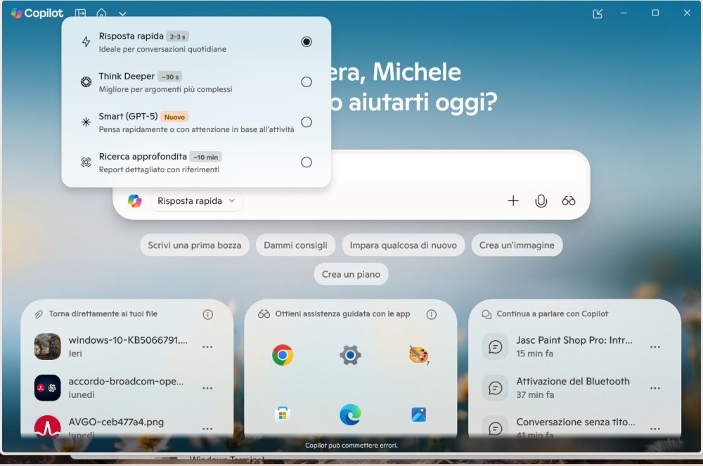 Schermata principale Copilot Windows 11