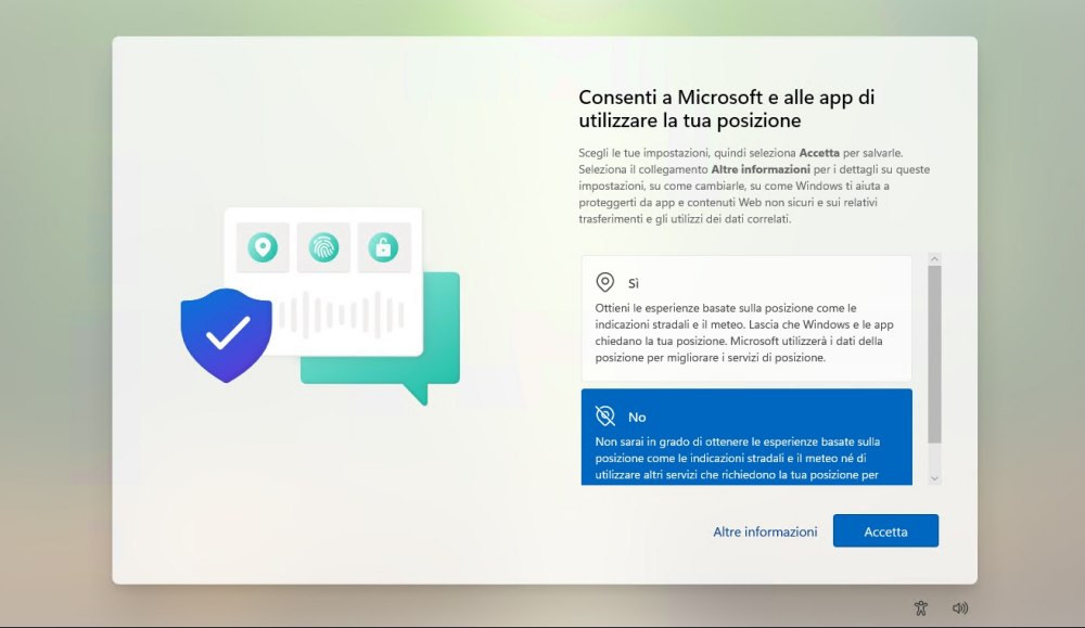 Domande privacy OOBE Windows 11