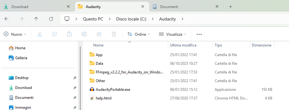 Esplora file Windows 11: schede aperte