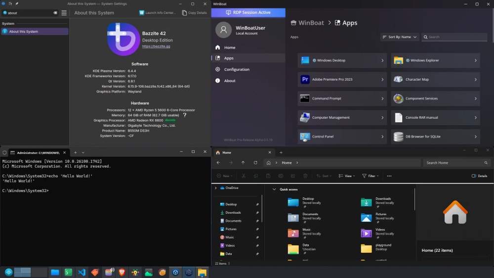 Finestre Windows aperte in Linux
