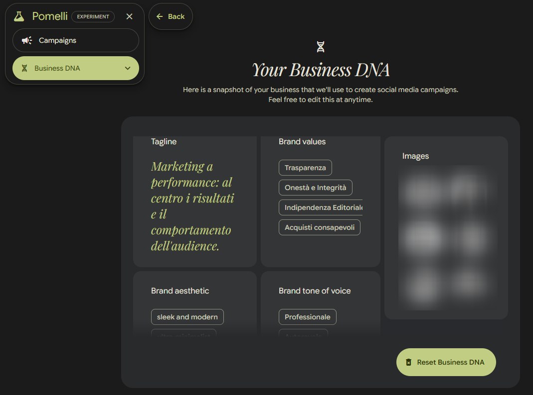 Business DNA Google Pomelli