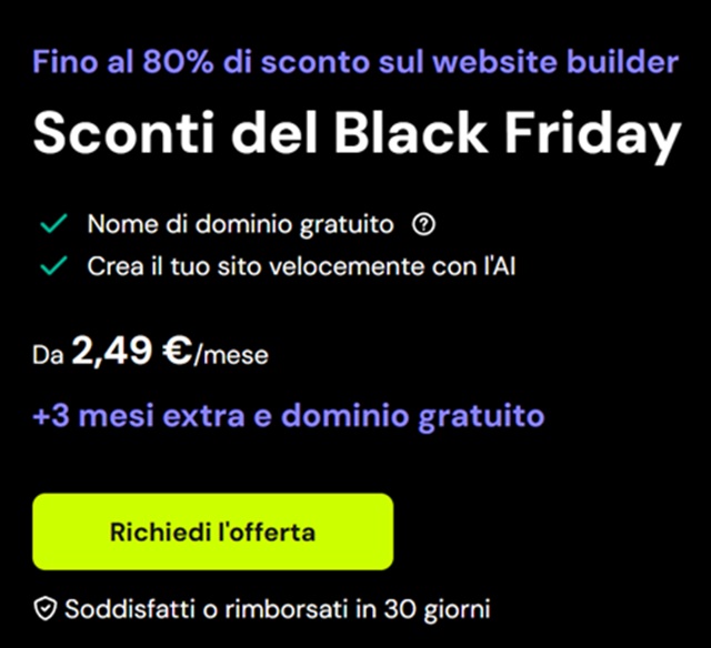 hostinger sconti del black friday 80 per cento