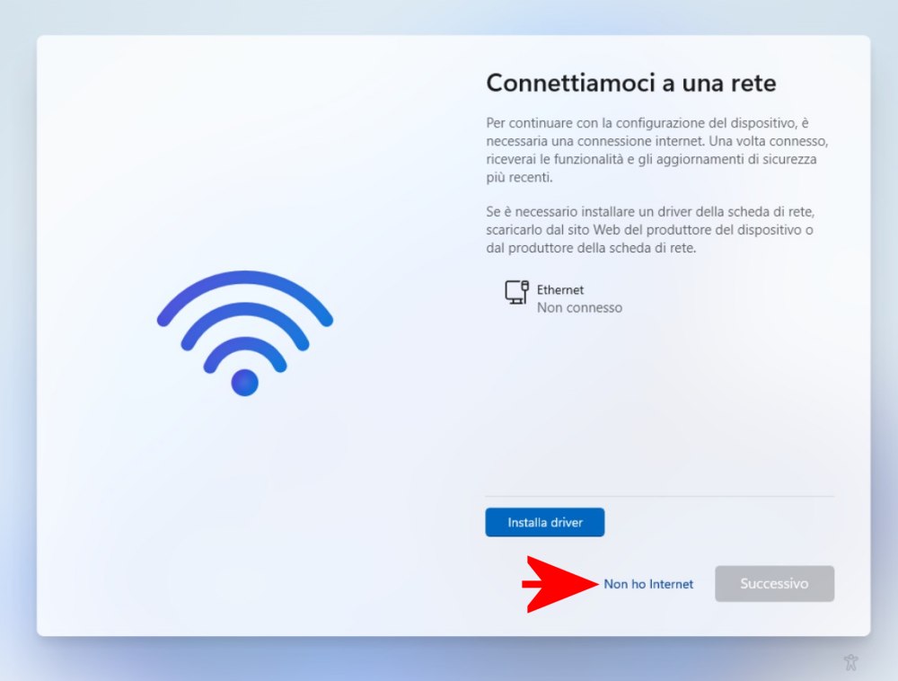 Installazione Windows 11 senza account Microsoft