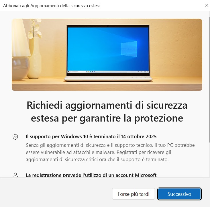 Iscrizione programma ESU Windows 11 da Web