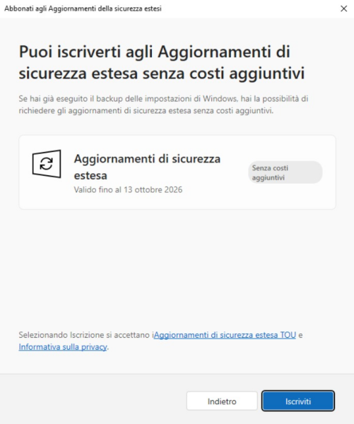 Login account Microsoft con ESU Windows 10