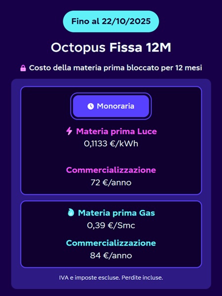 octopus fissa 12 mesi 22 ottobre 
