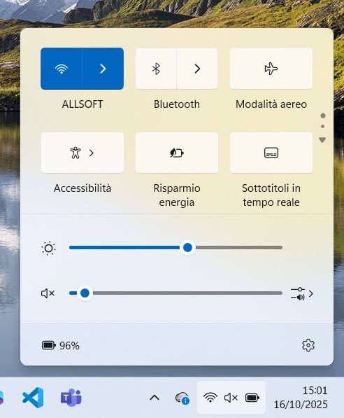 Pannello Impostazioni rapide Windows 11
