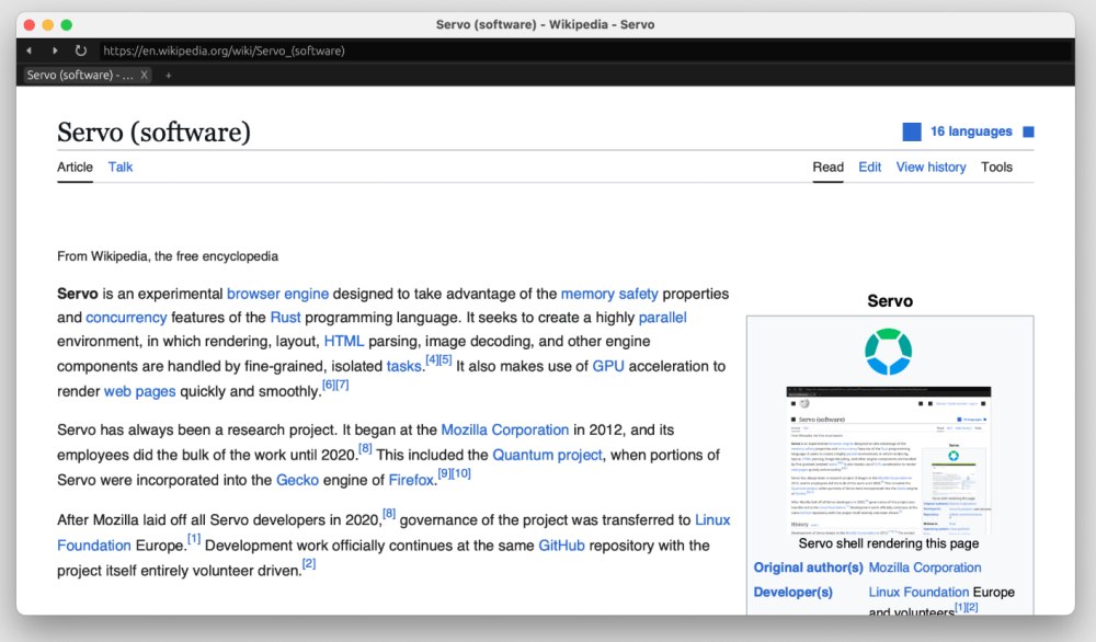 Servo, motore rendering Web