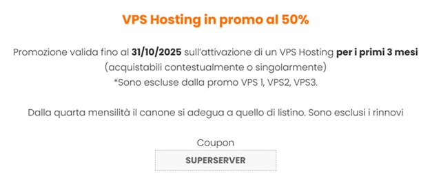 vps hosting in promo al 50 per cento