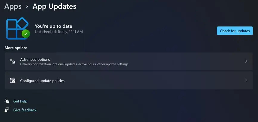 Aggiornamenti app Windows 11 senza Microsoft Store