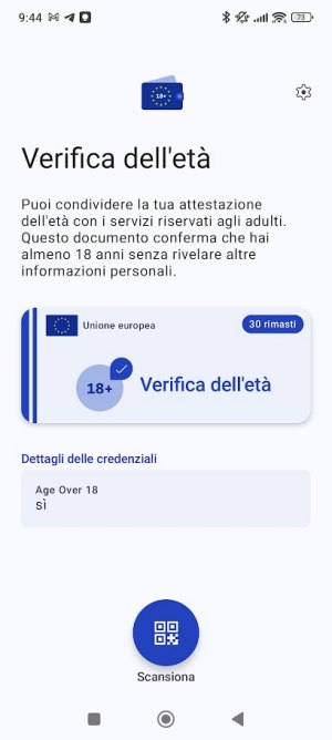 Attestazione maggiore età app Commissione Europea