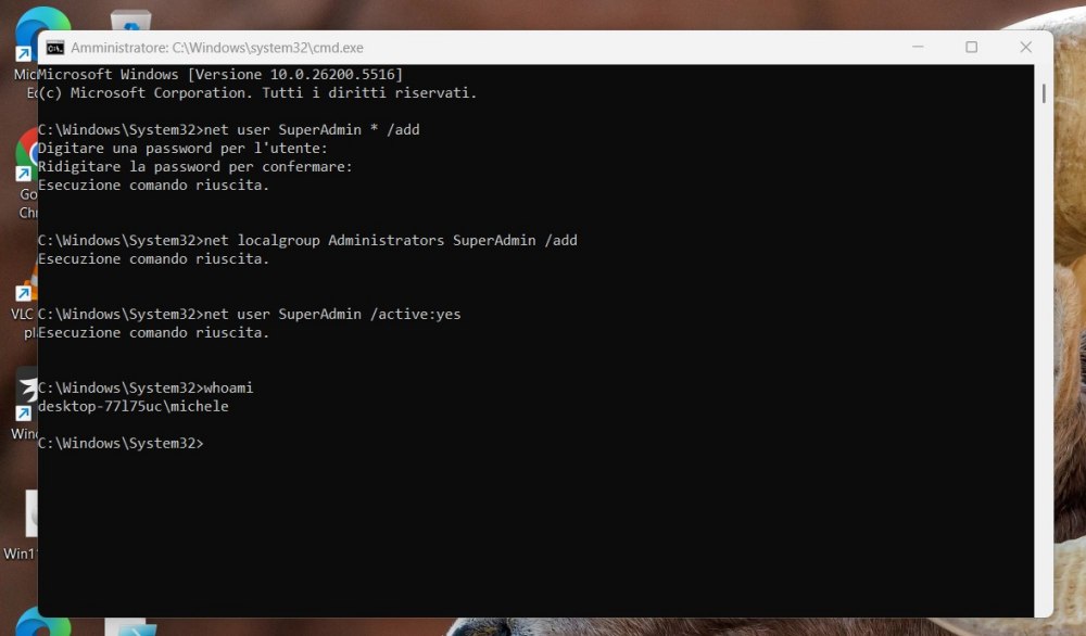 Creazione account SuperAdmin in Windows 11