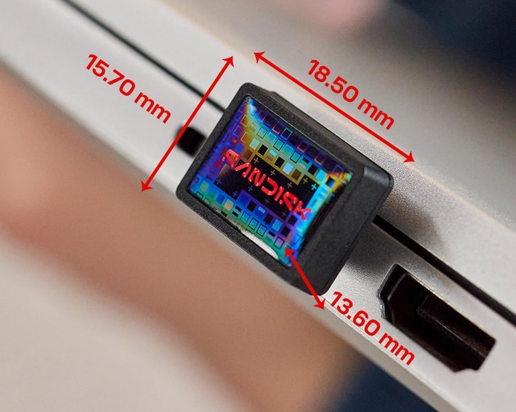 Dimensioni chiavetta USB-C SanDisk Extreme Fit Plug and Stay